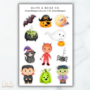 Fun Halloween sticker sheet | Spooky Cartoon Stickers  | Cute Halloween stickers | Dracula and Frankenstein stickers
