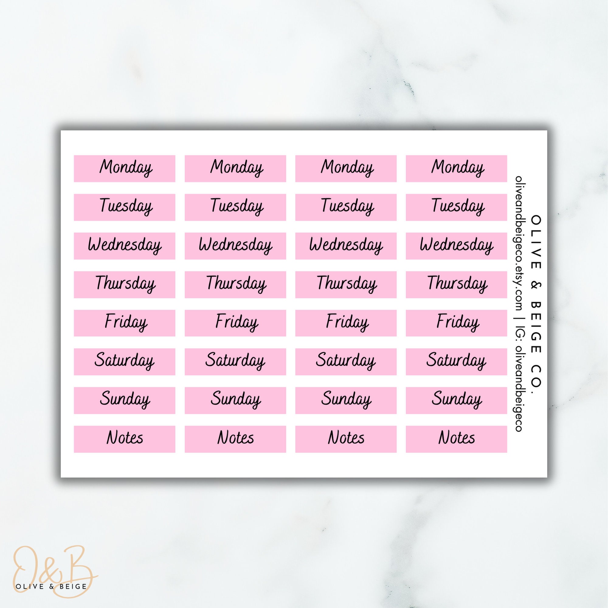 Days of the week planner stickers calendar planner stickers etsy