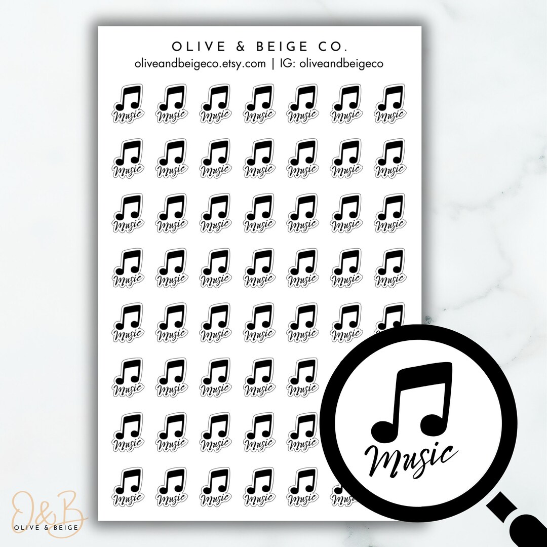 Music Note Icon Planner Stickers | Music Lesson Reminder Stickers Tiny ...