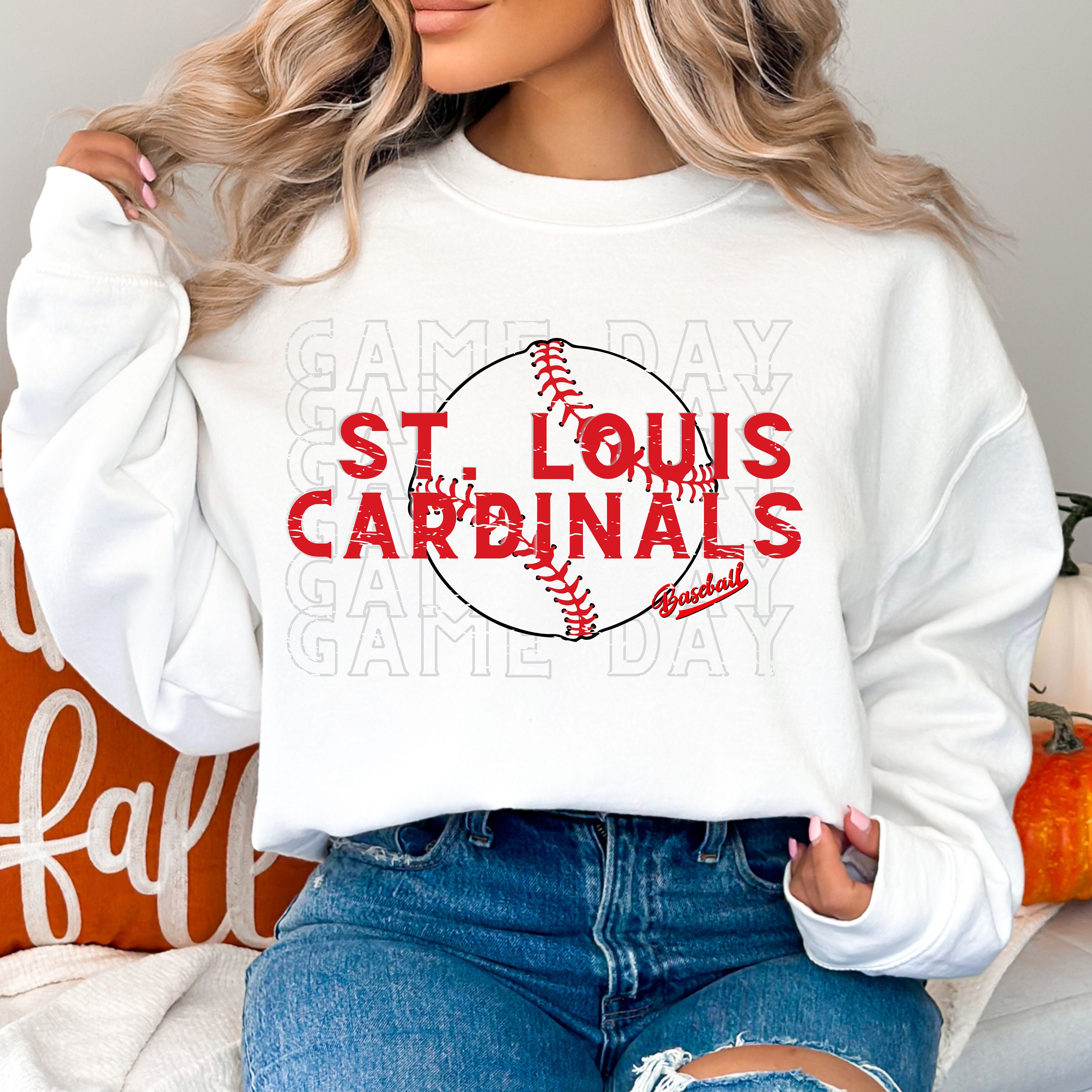 CustomCat St.Louis Cardinals Vintage MLB Crewneck Sweatshirt White / L
