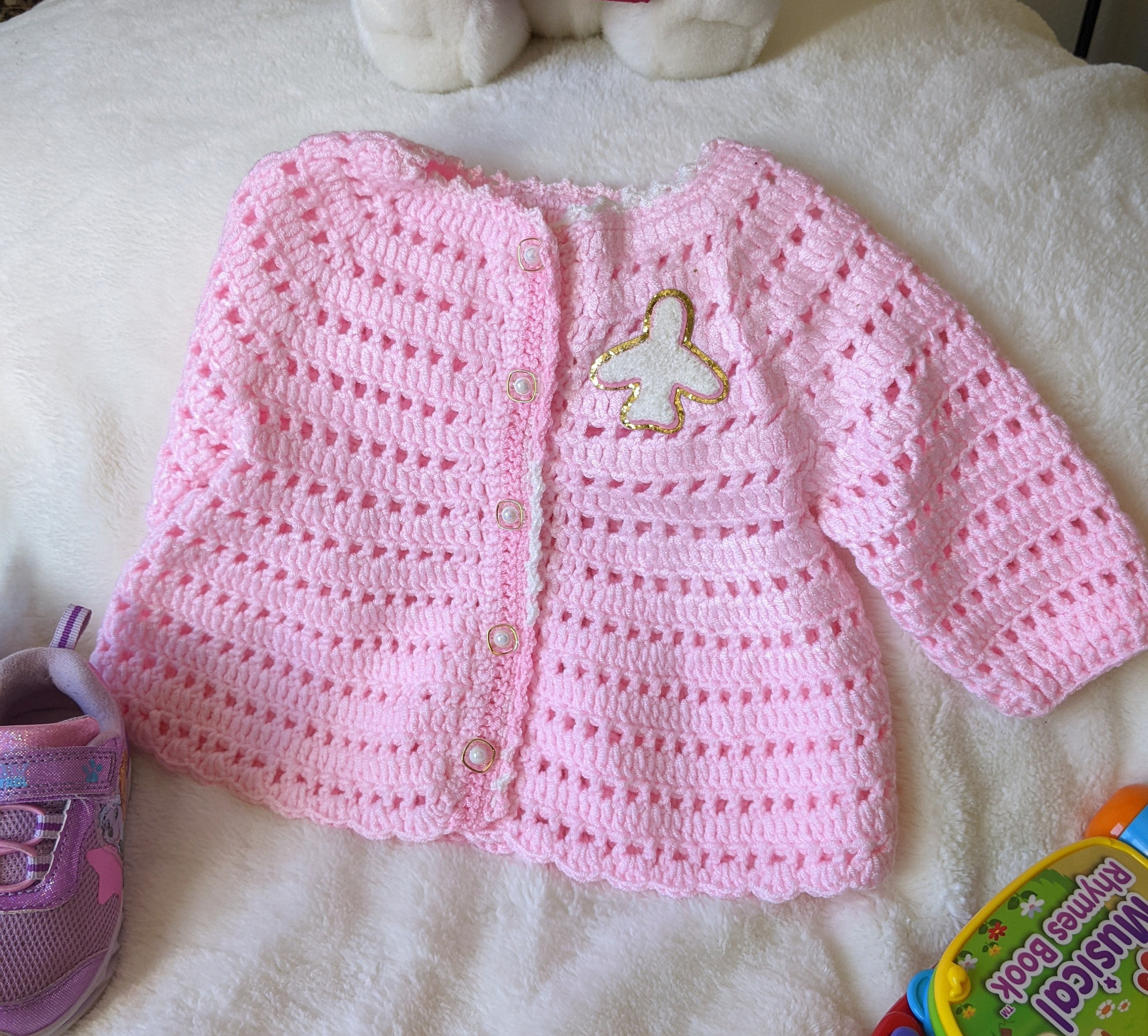 CROTCHETED BABY SWEATER Craft Supplies & Tools Crochet Etsy