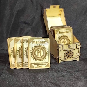 Engraved runes Elder Futhark set with custom box
