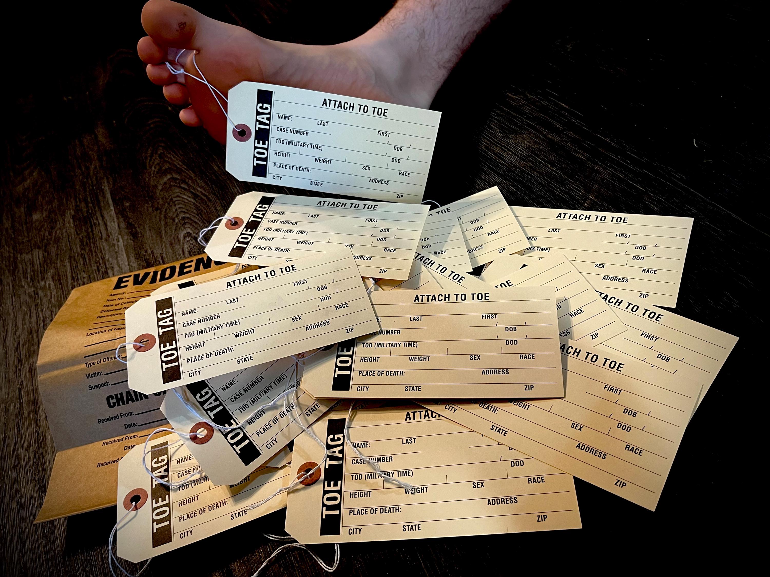 Toe Tag Sample Real Toe Tags | Morbid | Embalming, Coroner, Mortuary | Gift Tags ...