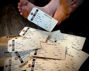 Real Toe Tags | Morbid | Embalming, Coroner, Mortuary | Gift Tags, Halloween Decor Ideas |Oddities, Curiosities