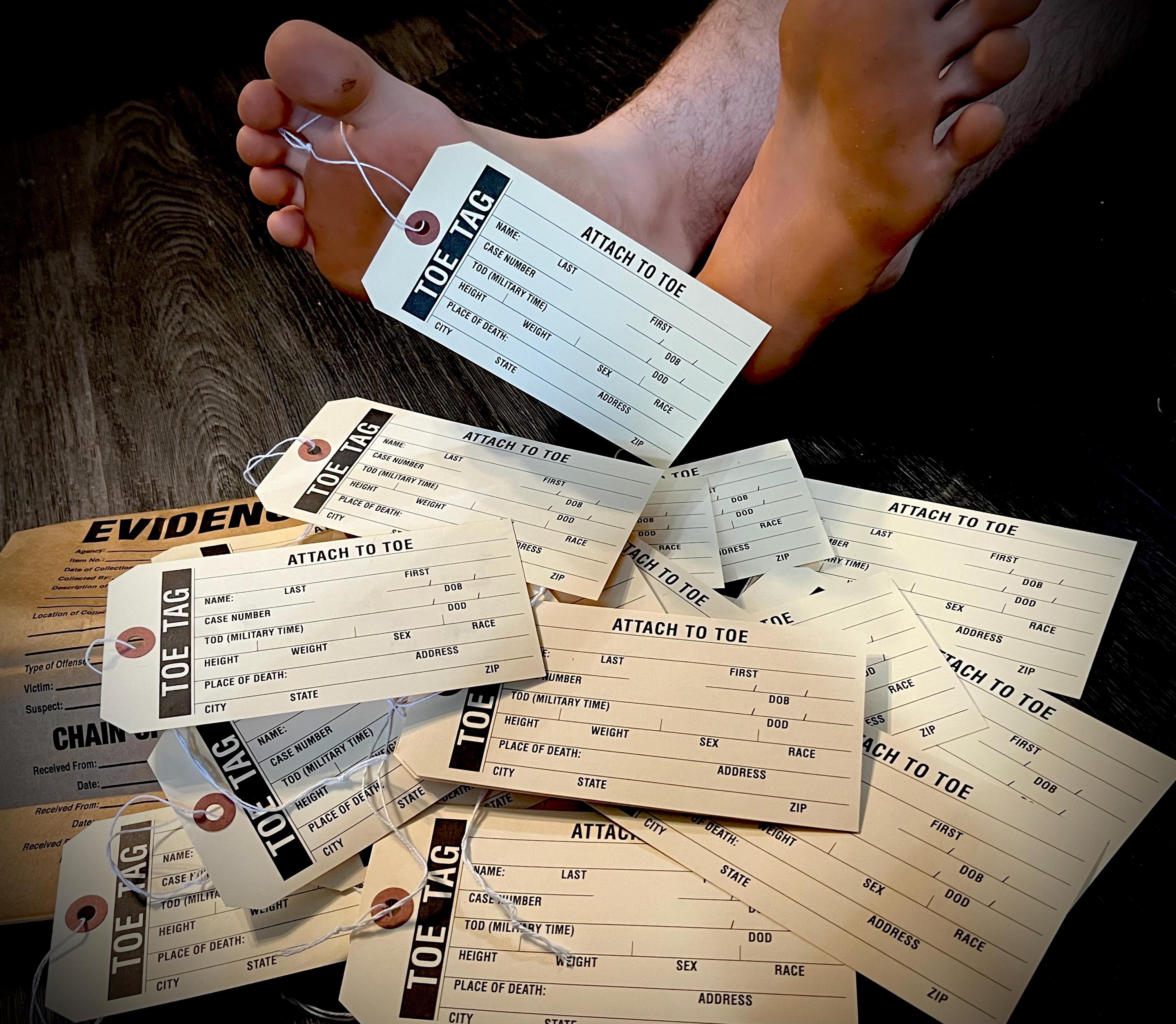 Toe Tag Sample Crime Scene Toe Tag (50pk Free Mortuary Toe Tags Crime Sticker Design ...