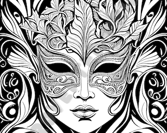 Masquerade Mask Coloring Page For Kids And Adults Who Experience ADHD, Anxiety, Relaxin, Meditation | Instant Digital Download (PDF File)