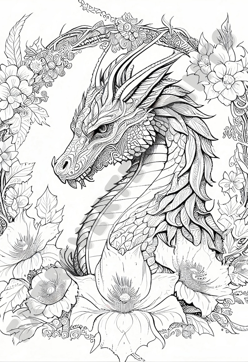 5 Dragons Coloring Pages for Kids & Adults Who Experience ADHD, Anxiety