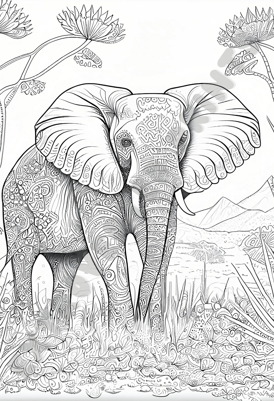 Elle the Elephant Coloring Page for Kids and Adults Who Experience ADHD, Anxiety, Relaxin ...