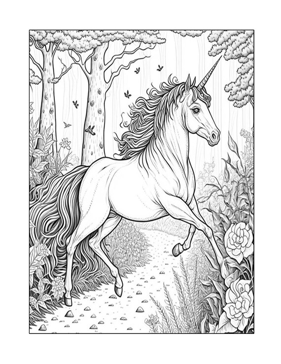 Detailed Unicorn Coloring Pages