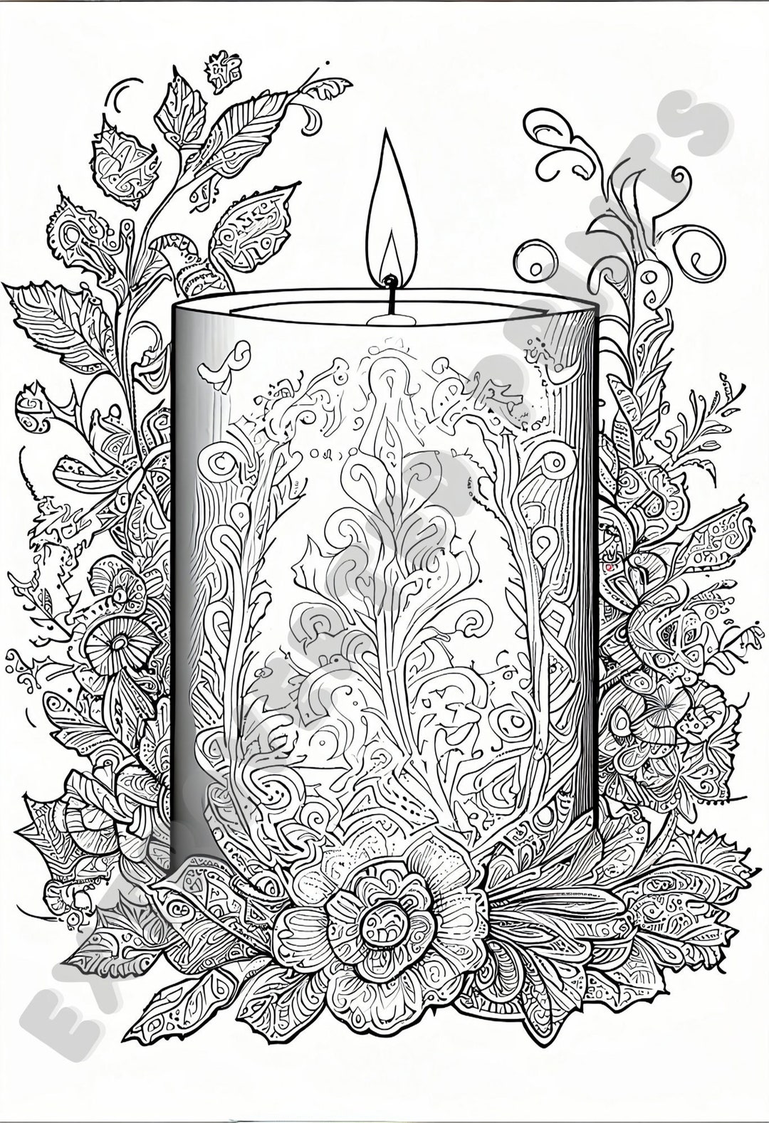Black Flame Candle Coloring Page for Kids and Adults Who Experience ...