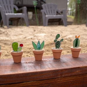Stained Glass Cactus in Planter