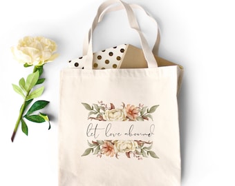 Floral Tote Bag, Floral Cotton Tote Bag, Floral Canvas Shoulder Bag, Heavy Duty Cotton Grocery Bag, Floral Canvas Book Bag, Gift for Her