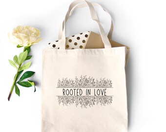 Floral Tote Bag, Floral Cotton Tote Bag, Floral Canvas Shoulder Bag, Heavy Duty Cotton Grocery Bag, Floral Canvas Book Bag, Gift for Her