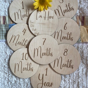 Disques d’étape mensuels pour bébé, marqueurs d’étape en bois pour bébé, cartes d’étape pour bébé, cadeau de douche de bébé, accessoires photo, annonce de bébé