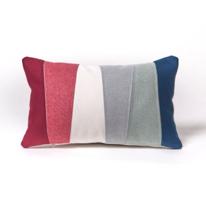 Felt Lumbar 12x20 - Modern Wool Pillow - Red / Blue