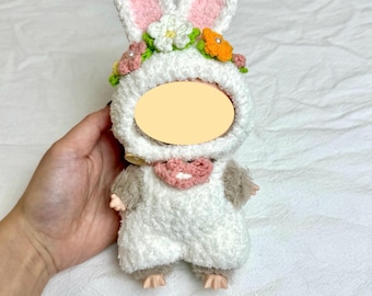 Crochet Easter Rabbit Outfit for 15cm 17cm Dolls - Fits Labub Size Collectibles