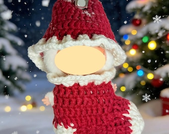 Weihnachtliche Mütze & Sock Outfit für 10 cm Puppen Häkelanleitung|Digital Download