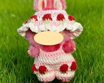 Strawberry Overall Outfit für 17 cm Puppen Häkelanleitung|Digital Download
