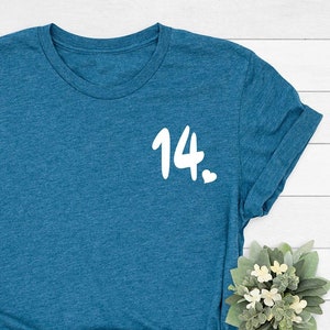 Minimalist 14th Birthday Shirt, Pocket Hello Fourteen T-Shirt, 14th Birthday Gift For Girl, 14th Birthday Party Gift, 14 Years Gift