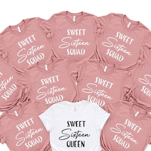 16th Birthday Crew Shirt, Sixteenth Birthday Girl Shirt, Sweet Sixteen Queen and Squad Shirt, Sweet 16th Shirt, Birthday Squad Party Tees