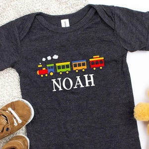 Kids Train Shirt, Personalized Name T-shirt, Train Birthday Gift, Custom Steam Locomotive Train Tee, Railroad Conductor Shirt, Baby Onesie®