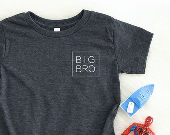 Tshirt avec poche Big Bro, chemise minimaliste Big Brother, faire-part de grossesse, faire-part nouveau bébé, grand frère mignon, t-shirt nouveau grand frère