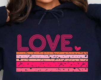 Heart Hoodie, Funny Couple Hoodie, Retro Love Valentines Day Hoodie, Best Love Hoodie, Valentines Day Gift, Cute Love Birthday Hoodie