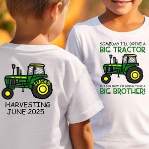 Big Brother Tractor Shirt, Big Brother to Be T-shirt, Pregnancy Reveal Tee, Big Bro Announcement Gift, Farmer Shirt, Little Brother Shirt