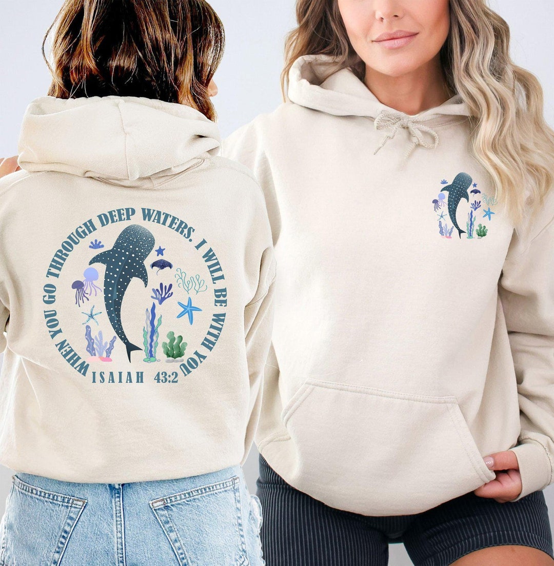 Manatee Whale Fish Octopus Pattern Print Women Pullover Hoodie