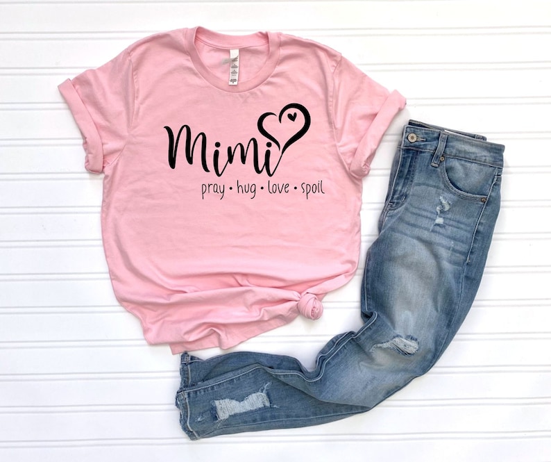 Mimi Pray Hug Love Spoil Shirt, New Grandparent Shirt, Mimi Life Shirt, New Mimi Shirt, Mothers Day Shirt for Mimi, Funny Grandparents Shirt image 2