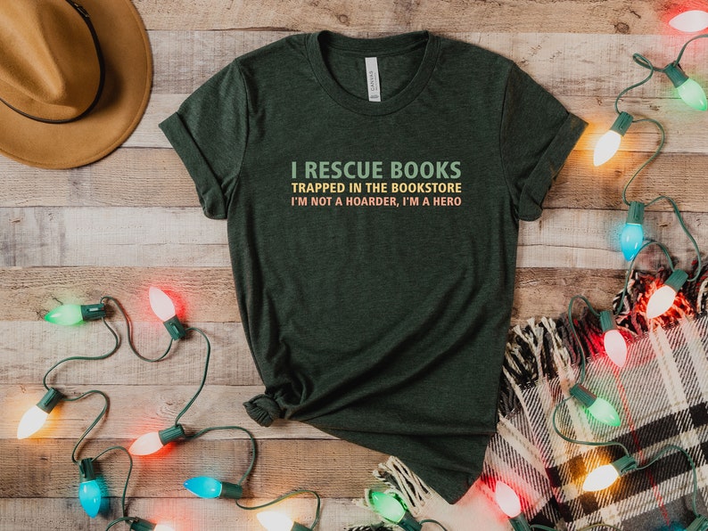 Book Lover Shirt, Gift For Bookworms, I Rescue Books Shirt, Booksellers Gift, Literary T-Shirt, Book Lover Gift, Reader Tee, Librarian Shirt image 3