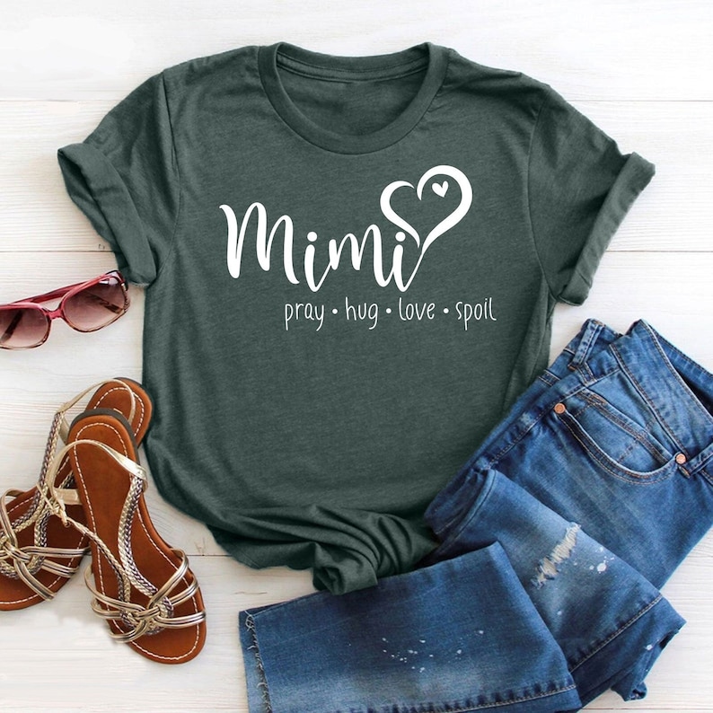Mimi Pray Hug Love Spoil Shirt, New Grandparent Shirt, Mimi Life Shirt, New Mimi Shirt, Mothers Day Shirt for Mimi, Funny Grandparents Shirt image 1