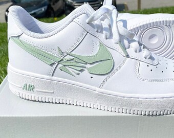 Broken Swoosh Air Force 1 Shattered Nike Logo Hand Painted AF1 Custom Design Aesthetic Personalized Shoes Etsy