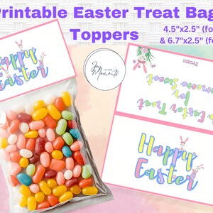 Printable Easter treat bag topper Party favor/goodie bag topper Happy Easter bunny bag topper cookie candy bag topper ministering gift
