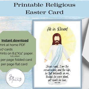 He is Risen, Christian Easter, Greeting Card, Jesus Card, Missionary Card, The Good News, Printable Easter, Easter Message, Ministering Card image 1