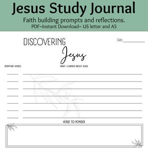 Jesus Study Journal Printable | Bible Reflection, Names & Attributes (PDF)