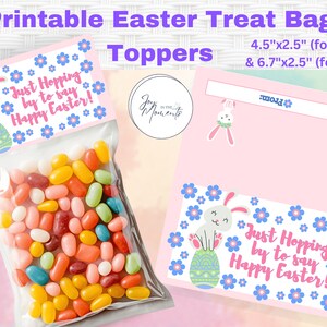 Easter Treat bag topper, Party gift bag topper, Printable favor, goodie bag topper, Happy Easter, Bunny bag topper, cookie candy bag toppers
