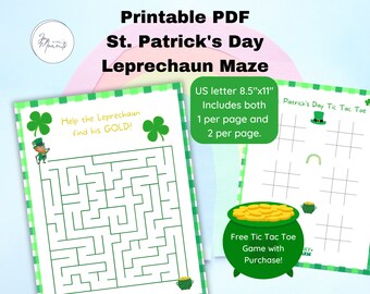 St. Patrick's Day Leprechaun Maze, Kids Activity (Printable PDF)