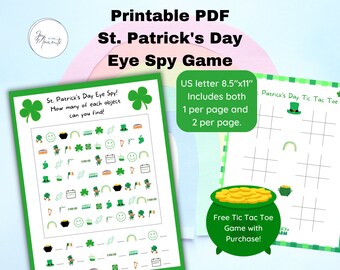 St. Patrick's Day Eye Spy Game, Kids game, Classroom party game, Family activity, Search and find game, I Spy counting activity, printable