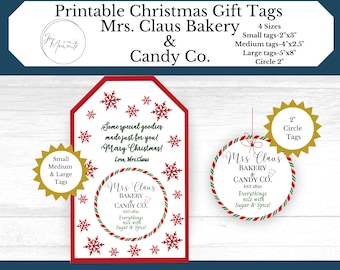 Christmas gift tags, Cookie tag, treat tag, Mrs. Claus cookies, Mrs. Claus candy tag, neighbor treat tags, Secret Santa treat tag, Favor tag