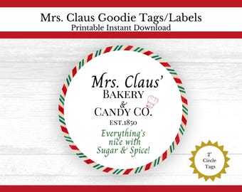 Mrs. Claus Bakery Christmas Gift Tags (Digital Download)