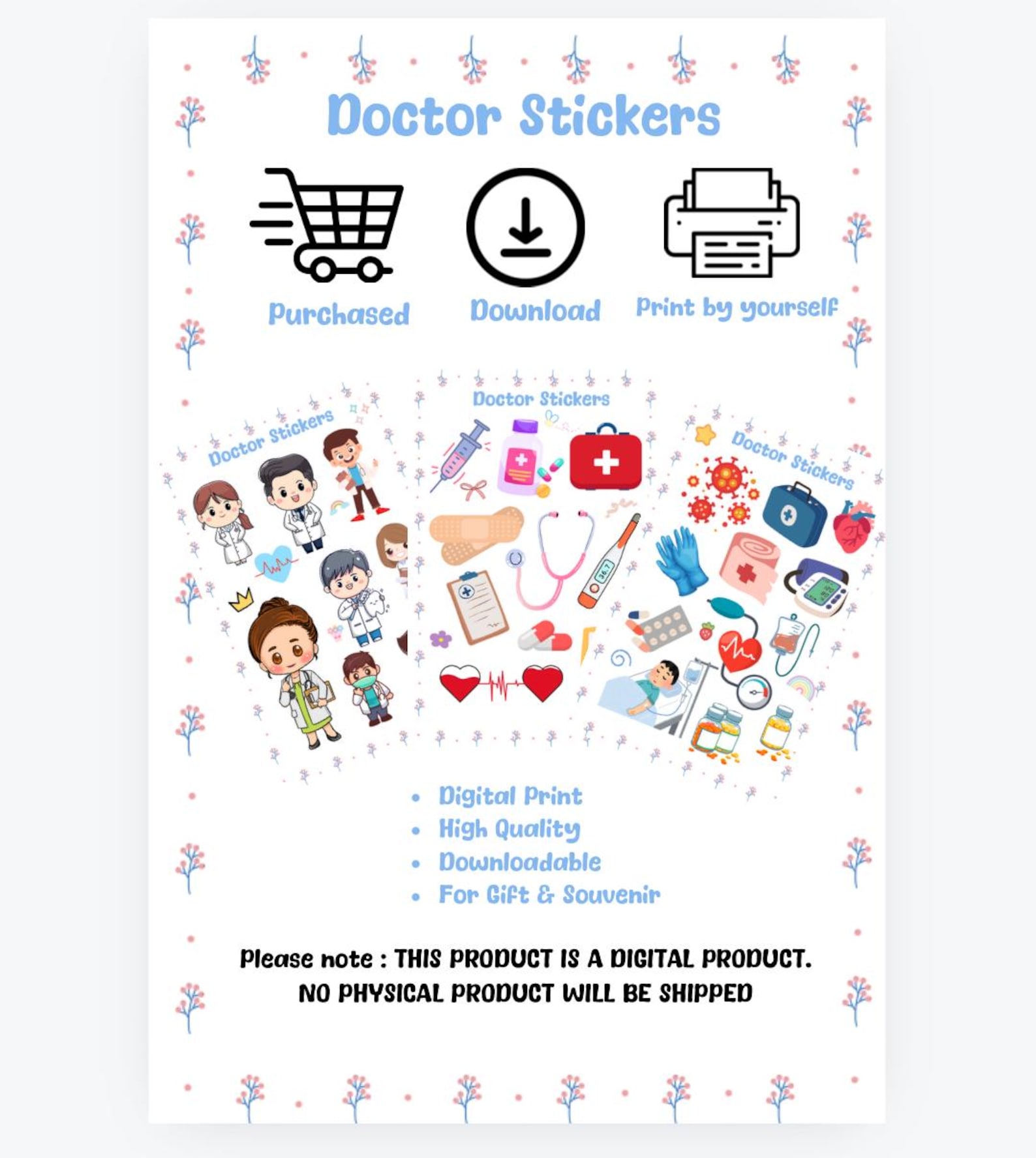 Doctor Stickers Digital Print | Printable Medical-themed Art for ...