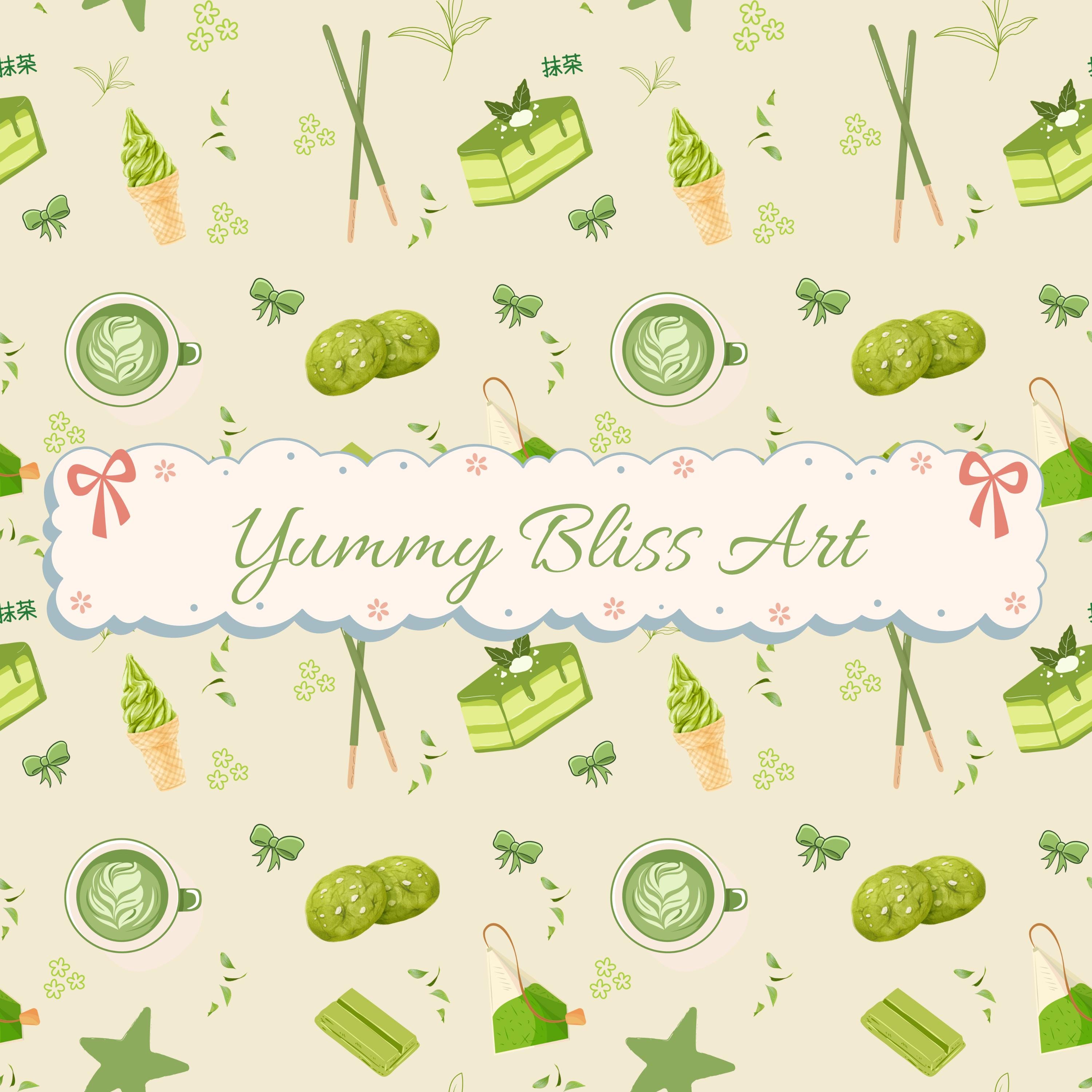Matcha Design Pattern Matcha Seamless Pattern PNG – Green Tea Digital Paper 12x12” 300DPI for ...