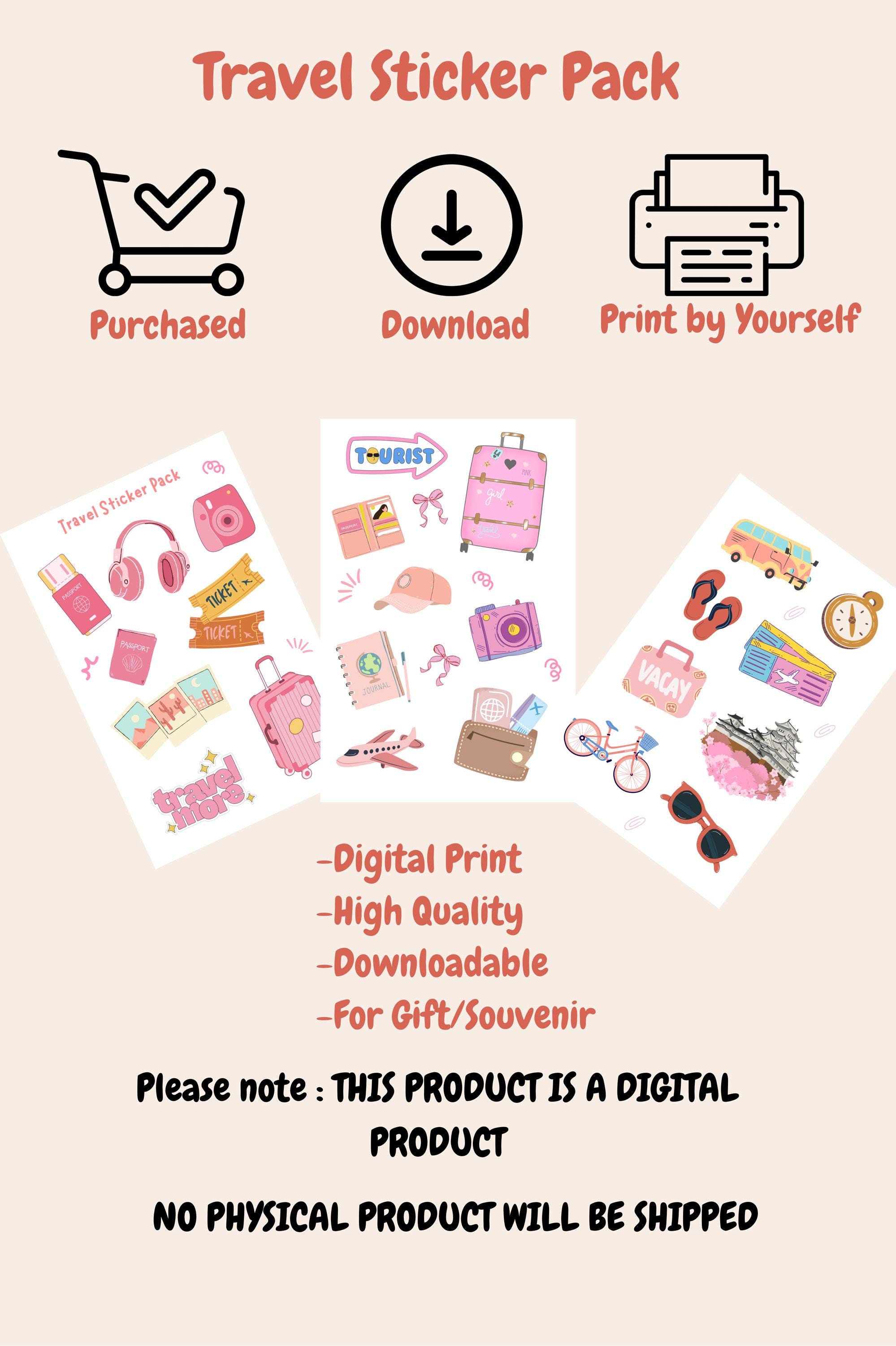 Travel Pink Sticker Pack | PDF Digital Download for Planners, Journals ...