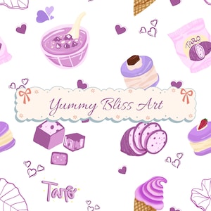Taro Seamless Pattern PNG – Cute Purple Taro Digital Paper, 12x12” 300DPI for Stickers, Fabric, Scrapbook