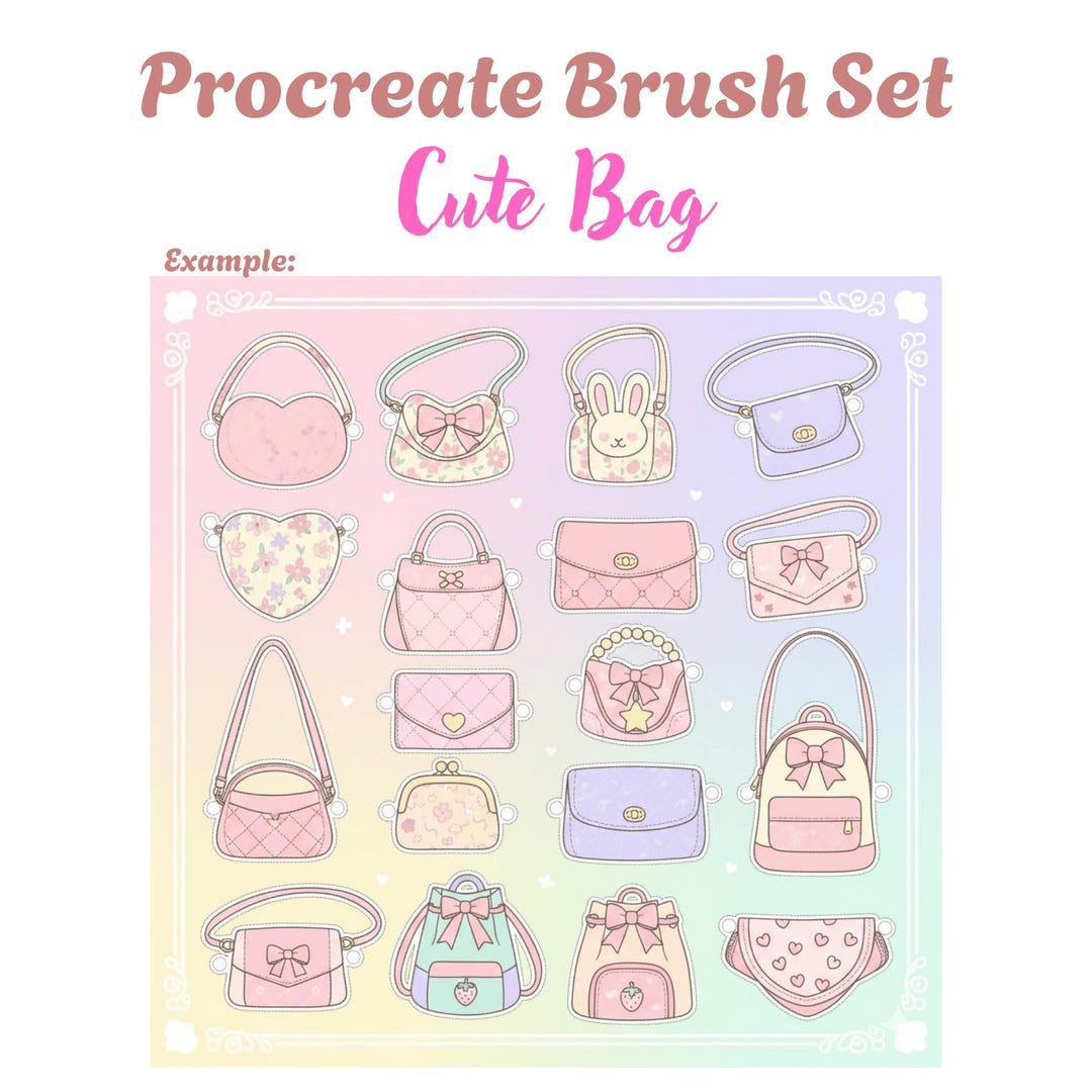 Procreate Cute Bag Brush Set | Kawaii Handbag & Purse Brushes ...