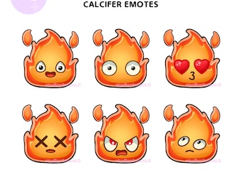 Gestos de Twitch de Calcifer - El castillo ambulante - Colección temática de Studio Ghibli - Kawaii, Twitch, fuego, demonio