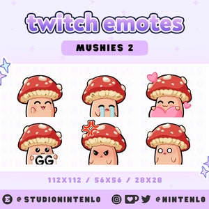 Cute Tan Mushie Emotes (Twitch/Discord) - Kawaii - Mushrooms