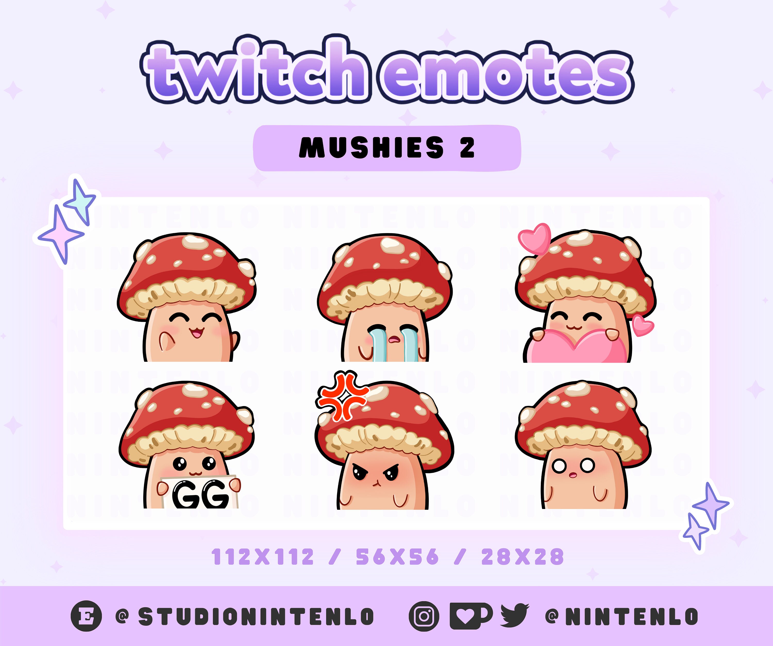 Cute Tan Mushie Emotes twitch/discord Kawaii Mushrooms Etsy