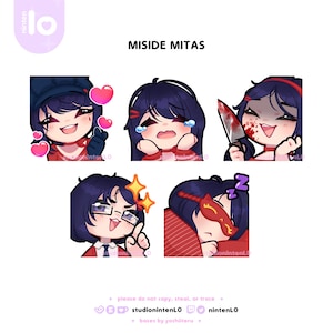 MiSide Mitas Emote Set of 5 for Streaming on Twitch or YouTube and Discord